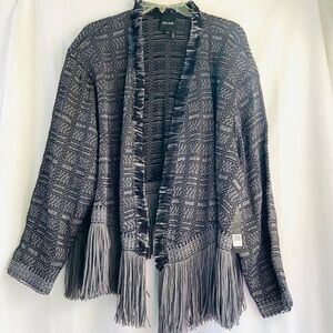 NWTZac & Zoe gray and black weave fringed jacket. SZ  3X